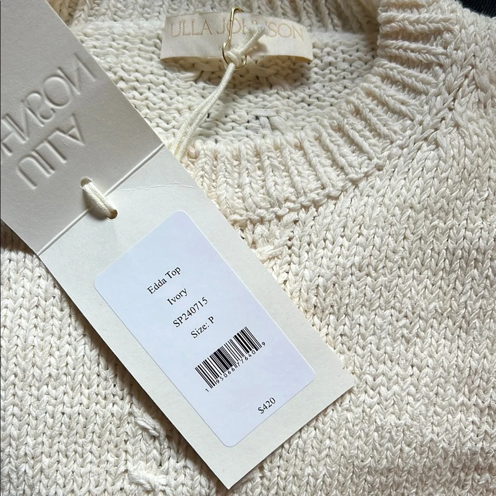 NWT Ulla Johnson Edda Elegant Sleeveless Knit Peplum Silk & Cotton Top Ivory - Picture 16 of 16